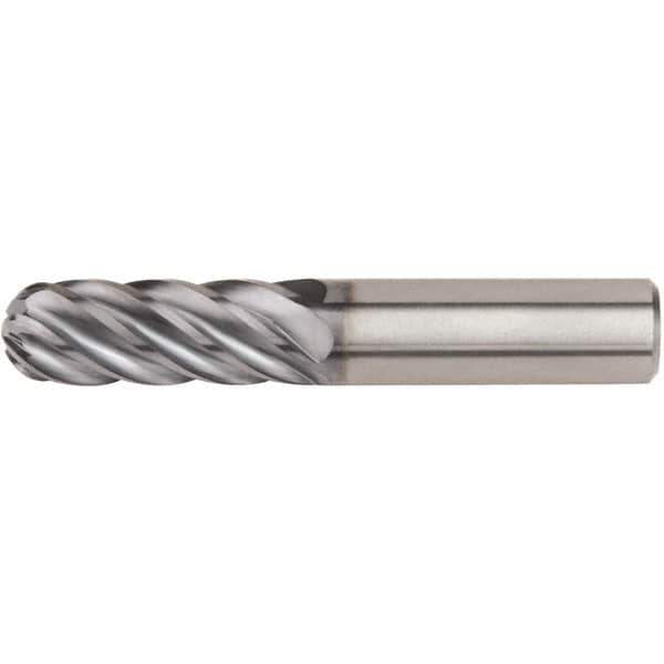 Kennametal - 3/4" Diam, 3" LOC, 6 Flute Solid Carbide Ball End Mill - AlTiN Finish, Single End, 5-1/2" OAL, 3/4" Shank Diam - Exact Tool & Supply
