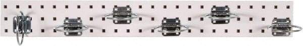 Triton - 4-1/2" Wide x 36" High Peg Board Strip - 1 Panel, 6 Hooks, Steel with Epoxy Coating, White - Exact Tool & Supply