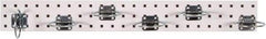 Triton - 4-1/2" Wide x 36" High Peg Board Strip - 1 Panel, 6 Hooks, Steel with Epoxy Coating, White - Exact Tool & Supply