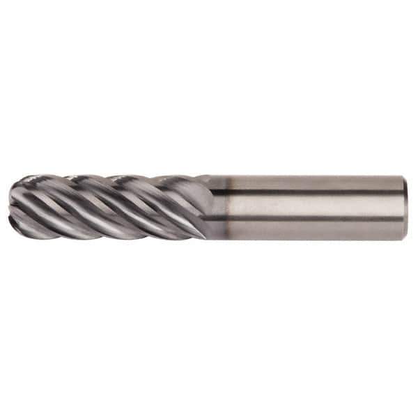 Kennametal - 3/4", 6 Flute, Single End, Solid Carbide, 1/4" Corner Radius End Mill - 6-1/2" OAL, 38° Helix, Right Hand Flute, 4" LOC, Right Hand Cut - Exact Tool & Supply
