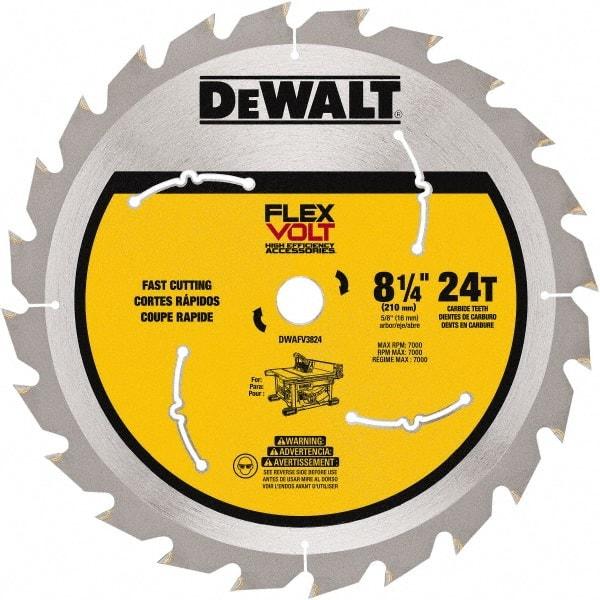 DeWALT - 8-1/4" Diam, 15.88mm Arbor Hole Diam, 24 Tooth Wet & Dry Cut Saw Blade - Steel, Smooth Action, Standard Round Arbor - Exact Tool & Supply
