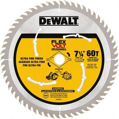 DeWALT - 7-1/4" Diam, 15.88mm Arbor Hole Diam, 60 Tooth Wet & Dry Cut Saw Blade - Steel, Smooth Action, Standard Round Arbor - Exact Tool & Supply