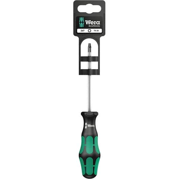 Wera - T30 Torx Driver - 4-1/2" Blade Length, 11" OAL, Ergonomic Handle, Chrome Plated Steel - Exact Tool & Supply