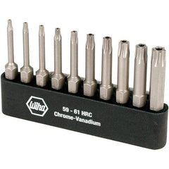Wiha - 10 Piece, 1/4" Drive Screwdriver Torx Insert Bit Set - Tamperproof 7 to 40 Torx - Exact Tool & Supply