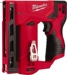 Milwaukee Tool - Battery Crown Stapler - 3/8" Staples, Red & Black - Exact Tool & Supply