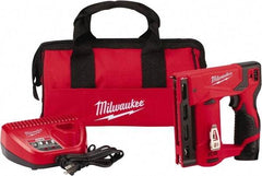 Milwaukee Tool - Battery Crown Stapler - 3/8" Staples, Red & Black - Exact Tool & Supply