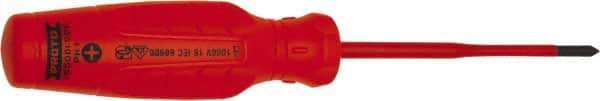 Proto - #1, 8-7/16" OAL, Insulated Phillips Screwdriver - 4" Blade Length, Round Shank, Impact & Chemical Resistant Handle - Exact Tool & Supply