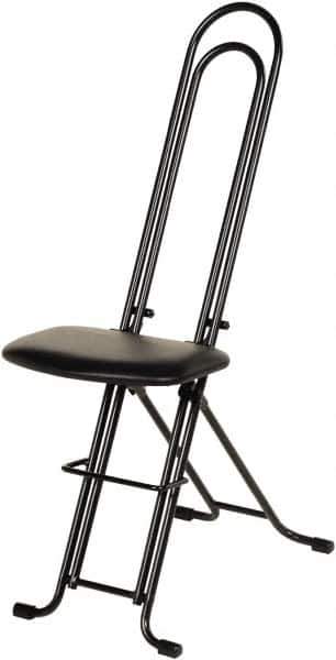 Vestil - 12-3/4" Wide x 19-3/8" Deep x 18-1/2" & 33" High, Steel Folding Chair with 1" Padded Seat - Black - Exact Tool & Supply