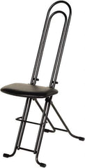 Vestil - 12-3/4" Wide x 19-3/8" Deep x 18-1/2" & 33" High, Steel Folding Chair with 1" Padded Seat - Black - Exact Tool & Supply