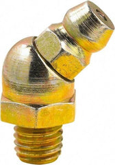 lumax - 45° Head Angle, M6x1 Metric Steel Grease Fitting Adapter - 10mm Hex, 0.81" Overall Height, 0.22" Shank Length - Exact Tool & Supply