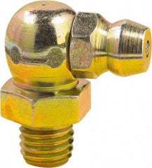 lumax - 90° Head Angle, 1/4-28 Taper Steel Grease Fitting Adapter - 5/16" Hex, 3/4" Overall Height, 0.21" Shank Length - Exact Tool & Supply
