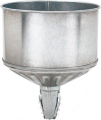 lumax - 256 oz Capacity Steel Funnel - 9-1/2" Mouth OD, 1-1/4" Tip OD, 3-3/4" Straight Spout, Silver - Exact Tool & Supply