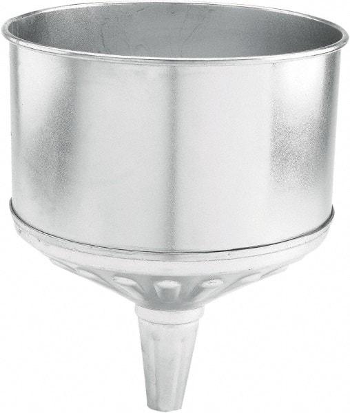 lumax - 256 oz Capacity Steel Funnel - 9-1/2" Mouth OD, 1-1/4" Tip OD, 3-3/4" Straight Spout, Silver - Exact Tool & Supply