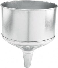 lumax - 256 oz Capacity Steel Funnel - 9-1/2" Mouth OD, 1-1/4" Tip OD, 3-3/4" Straight Spout, Silver - Exact Tool & Supply