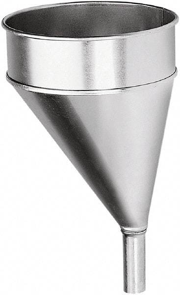 lumax - 204 oz Capacity Steel Funnel - 8-1/2" Mouth OD, 1-1/8" Tip OD, 3-1/4" Straight Spout, Silver - Exact Tool & Supply