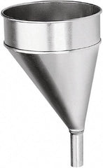 lumax - 204 oz Capacity Steel Funnel - 8-1/2" Mouth OD, 1-1/8" Tip OD, 3-1/4" Straight Spout, Silver - Exact Tool & Supply