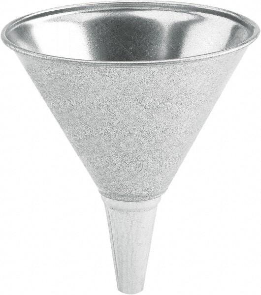 lumax - 64 oz Capacity Steel Funnel - 8-1/2" Mouth OD, 1/2" Tip OD, 3-1/4" Straight Spout, Silver - Exact Tool & Supply