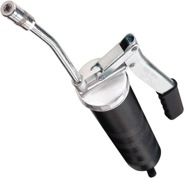 lumax - 10,000 Max psi, Rigid Lever Grease Gun - 14 oz Capacity, 1/8 Thread Outlet, 16 (High Volume Mode) Strokes per oz, Cartridge Fill - Exact Tool & Supply