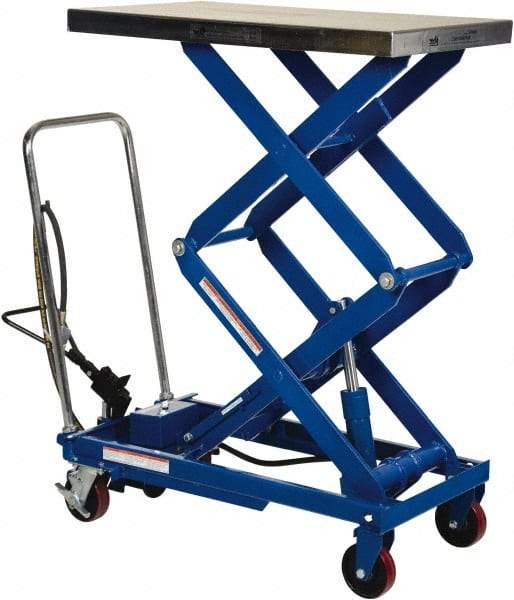 Vestil - 800 Lb Capacity Manual Scissor Lift - 15" to 51" Lift Height, 35-1/2" Platform Length x 20" Platform Width - Exact Tool & Supply