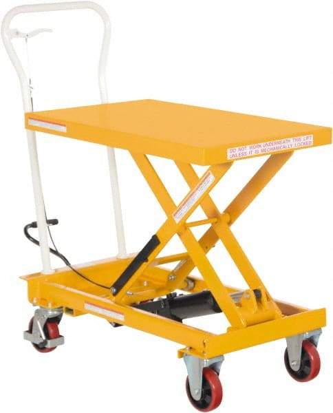 Vestil - 550 Lb Capacity Manual Scissor Elevating Cart - 12-1/2" to 36-1/8" Lift Height, 32-3/4" Platform Length x 19-3/4" Platform Width - Exact Tool & Supply
