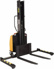 Vestil - 1,500 Lb Capacity, 63" Lift Height, Battery Powered Stacker - 2" Lowered Height, 36" Fork Length, 29-1/2" Overall Width - Exact Tool & Supply