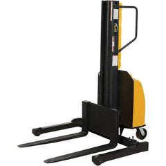 Vestil - 1,500 Lb Capacity, 118" Lift Height, Battery Powered Stacker - 2" Lowered Height, 36" Fork Length, 29" Overall Width - Exact Tool & Supply
