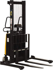 Vestil - 2,000 Lb Capacity, 63" Lift Height, Battery Powered Stacker - 2-1/8" Lowered Height, 42" Fork Length, 58" Overall Width - Exact Tool & Supply