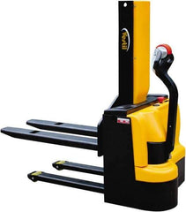 Vestil - 3,000 Lb Capacity, 43" Lift Height, Battery Powered Stacker - 3-3/8" Lowered Height, 42" Fork Length, 31-1/2" Overall Width - Exact Tool & Supply