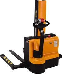 Vestil - 3,000 Lb Capacity, 45" Lift Height, Battery Powered Stacker - 1-1/2" Lowered Height, 42" Fork Length, 57" Overall Width - Exact Tool & Supply