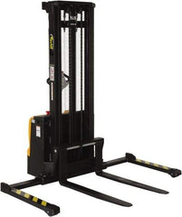 Vestil - 2,200 Lb Capacity, 125" Lift Height, Battery Powered Stacker - 2-1/8" Lowered Height, 42" Fork Length, 50" Overall Width - Exact Tool & Supply