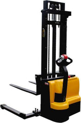 Vestil - 2,200 Lb Capacity, 118" Lift Height, Battery Powered Stacker - 2-1/8" Lowered Height, 42" Fork Length, 50" Overall Width - Exact Tool & Supply