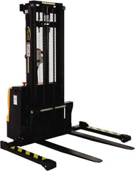 Vestil - 2,200 Lb Capacity, 101" Lift Height, Battery Powered Stacker - 2-1/8" Lowered Height, 42" Fork Length, 58" Overall Width - Exact Tool & Supply
