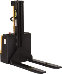 Vestil - 2,200 Lb Capacity, 62" Lift Height, Battery Powered Stacker - 3-3/8" Lowered Height, 42" Fork Length, 32" Overall Width - Exact Tool & Supply