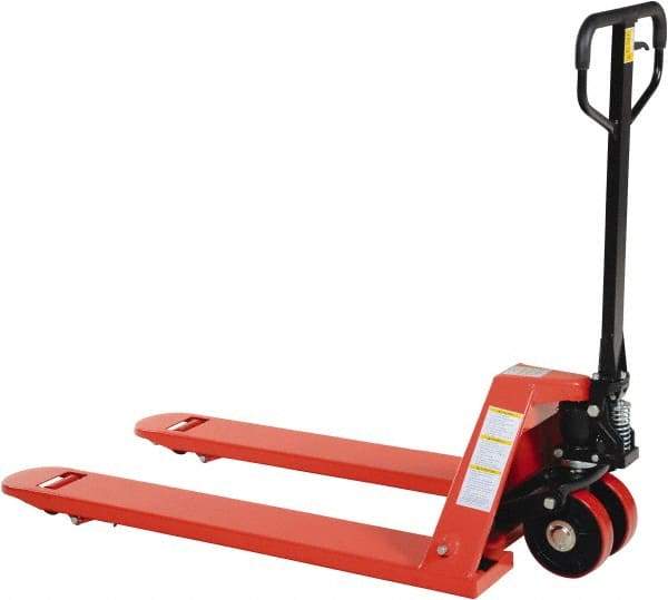 Vestil - 6,000 Lb Capacity, 7-3/4" Lift Industrial Pallet Truck - 2.88" Min Lift Height, 48" Fork Length x 7" Fork Width, 27" Overall Width - Exact Tool & Supply