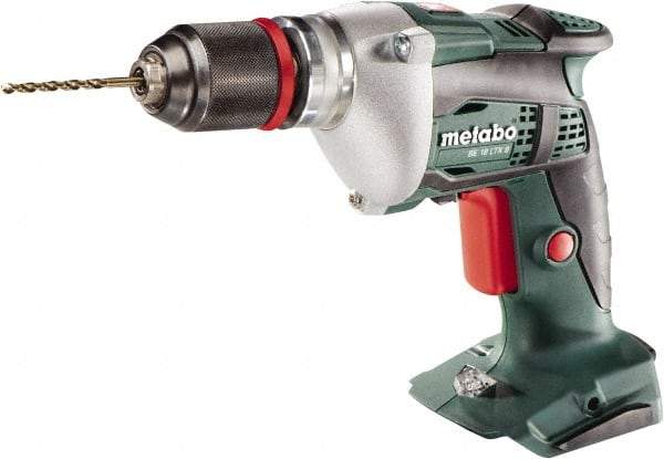 Metabo - 18 Volt 0.3529" Chuck Pistol Grip Handle Cordless Drill - 4000 RPM, Keyless Chuck, Reversible, Lithium-Ion Batteries Not Included - Exact Tool & Supply
