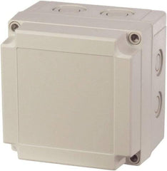Fibox - Polycarbonate Standard Enclosure Screw Flat Cover - NEMA 1, 4, 4X, 6, 12, 13, 5.12" Wide x 5.12" High x 2.95" Deep - Exact Tool & Supply