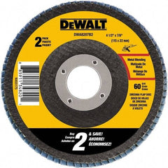 DeWALT - 60 Grit, 4-1/2" Wheel Diam, 3/4" Wheel Thickness, 7/8" Arbor Hole, Type 29 Depressed Center Wheel - Medium Grade, Zirconia Alumina, 13,300 Max RPM - Exact Tool & Supply