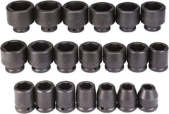 Proto - 20 Piece 3/4" Drive Black Finish Impact Socket Set - 6 Points, 5/8" to 2" Range, Inch Measurement Standard - Exact Tool & Supply