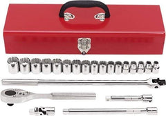 Proto - 22 Piece 1/2" Drive Chrome Finish Socket Set - 12 Points, 10mm to 26mm Range, Metric Measurement Standard - Exact Tool & Supply
