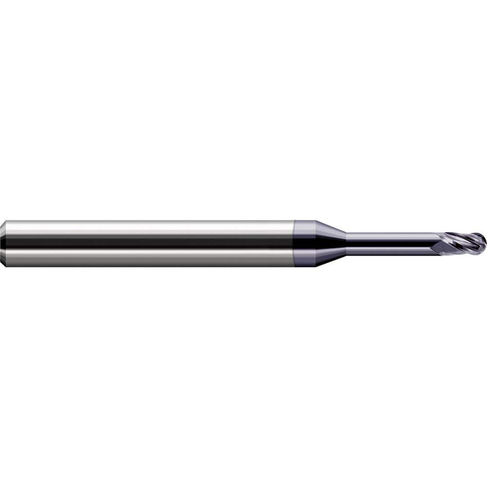 Harvey Tool - Ball End Mills; Mill Diameter (mm): 0.50 ; Mill Diameter (Decimal Inch): 0.0200 ; Number of Flutes: 3 ; Length of Cut (Decimal Inch): 0.0300 ; Material: Solid Carbide ; Overall Length (Inch): 2-1/2 - Exact Tool & Supply