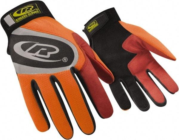 Ringers Gloves - Size 3XL (13) Synthetic Blend Work Gloves - For General Purpose, Uncoated, Hook & Loop Cuff, Orange/Red/Black, Paired - Exact Tool & Supply