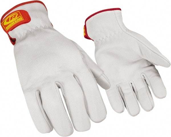 Ringers Gloves - Size XL (11), ANSI Cut Lvl 3, Goatskin Leather Cut Resistant Gloves - Hook & Loop Cuff, White, Paired - Exact Tool & Supply