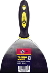 Premier Paint Roller - 6" Wide Spring Blade Steel Taping Knife - Stiff, Soft Grip Plastic Handle, 8.343" OAL - Exact Tool & Supply