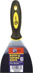 Premier Paint Roller - 4" Wide Spring Blade Steel Taping Knife - Stiff, Soft Grip Plastic Handle, 8.343" OAL - Exact Tool & Supply