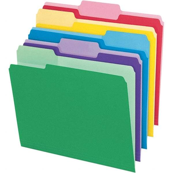 Pendaflex - 11-5/8 x 9-1/2", Letter Size, Assorted Colors, File Folders with Top Tab - 11 Point Stock, Assorted Tab Cut Location - Exact Tool & Supply