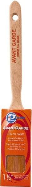 Premier Paint Roller - 1-1/2" Oval Polyester Sash Brush - 2-1/2" Bristle Length, 7" Wood Sash Handle - Exact Tool & Supply