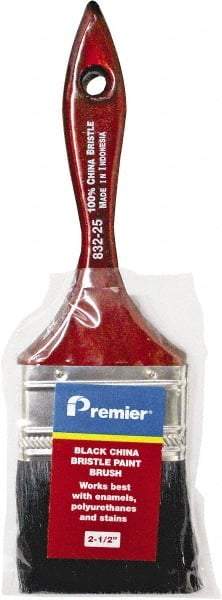 Premier Paint Roller - 2-1/2" Flat China Bristle General Purpose Paint Brush - 2-1/4" Bristle Length, 6" Wood Beavertail Handle - Exact Tool & Supply