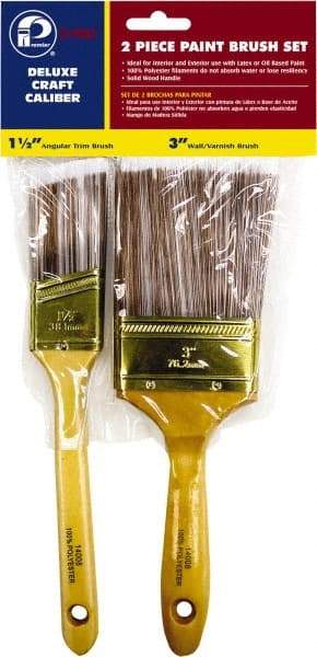 Premier Paint Roller - 1-1/2 & 3" Angle/Flat Polyester General Purpose Paint Brush Set - 2-1/4 & 3" Bristle Length, 6 & 6-1/2" Wood Sash & Beavertail Handle - Exact Tool & Supply