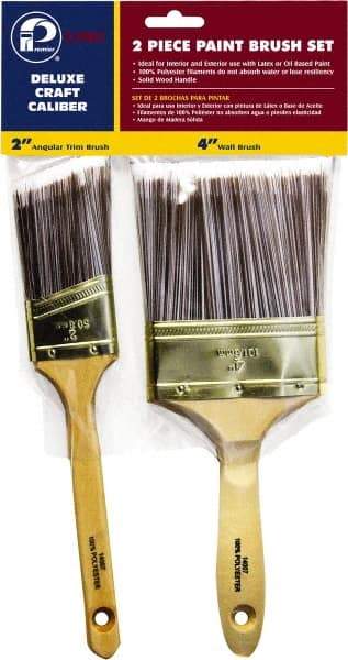 Premier Paint Roller - 2 & 4" Angle/Flat Polyester General Purpose Paint Brush Set - 2-1/2 & 3-1/2" Bristle Length, 6 & 6-1/2" Wood Sash & Beavertail Handle - Exact Tool & Supply