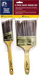 Premier Paint Roller - 2 & 4" Angle/Flat Polyester General Purpose Paint Brush Set - 2-1/2 & 3-1/2" Bristle Length, 6 & 6-1/2" Wood Sash & Beavertail Handle - Exact Tool & Supply